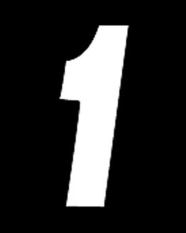 #1 6" Tall White "Pro Digit" Stick-On Race Numbers - 3 Pack