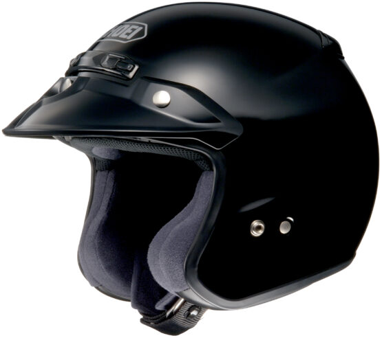 RJ Platinum R Solid Black 3/4 Open-Face Motorcycle Helmet Medium