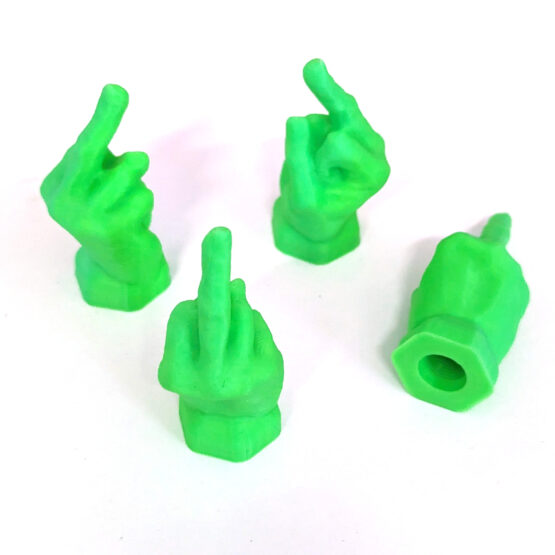 "The Bird" ATV Valve Stem Dust Caps - Green, Pack of 4