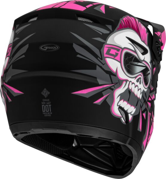 GMAX MX-46Y Unstable Youth Helmet Matte Black/Pink Small - Image 4
