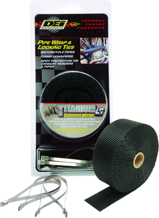 Exhaust Wrap & Tie Kit Titanium Black 2"x25'