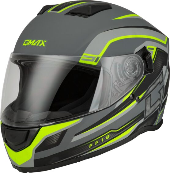 GMAX FF-18 Drift Full Face Helmet Matte Grey/Hi-Vis Small
