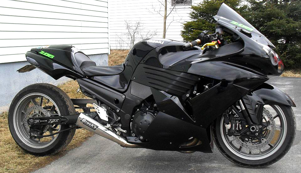 Brock's Alien Head Polished Full Exhaust 14" Silver Fits 06-11 Kawasaki ZX14 - Image 3