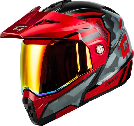 GMAX MD-74 Striker Modular Helmet 3XL Black/Grey/Red Mirror Red