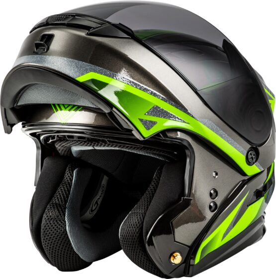 GMAX MD-01 Volta Modular Helmet Black/Silver/Green 3X - Image 5