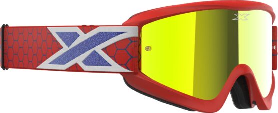 EKS Brand Flat Out Mirror Goggle Red/White/Blue Metallic Gold Mirror - Image 2