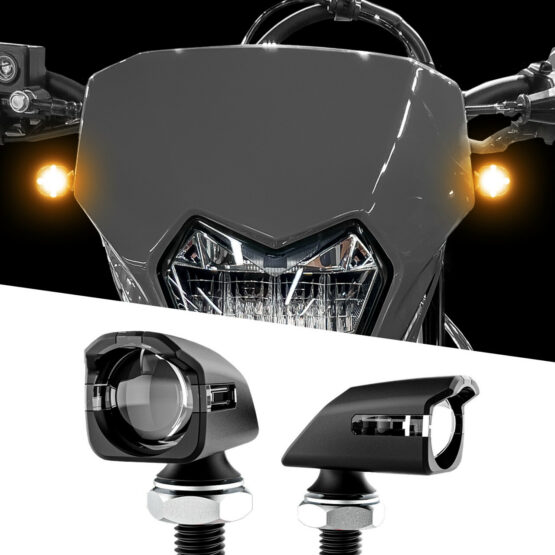 XK GLOW Mini LED Amber Turn Signal Pair Black Universal