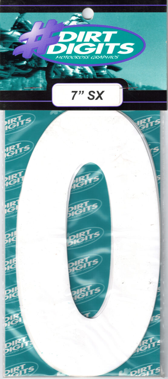 #0 7" Tall White "SX" Stick-On Race Numbers - 3 Pack - Image 2