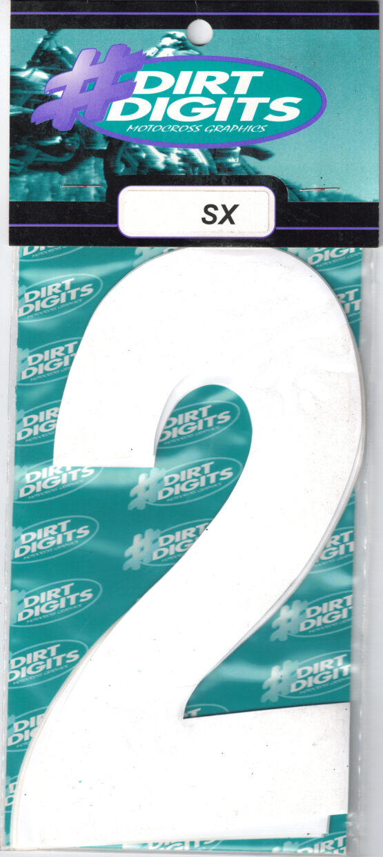 #2 6" Tall White "SX" Stick-On Race Numbers - 3 Pack - Image 2