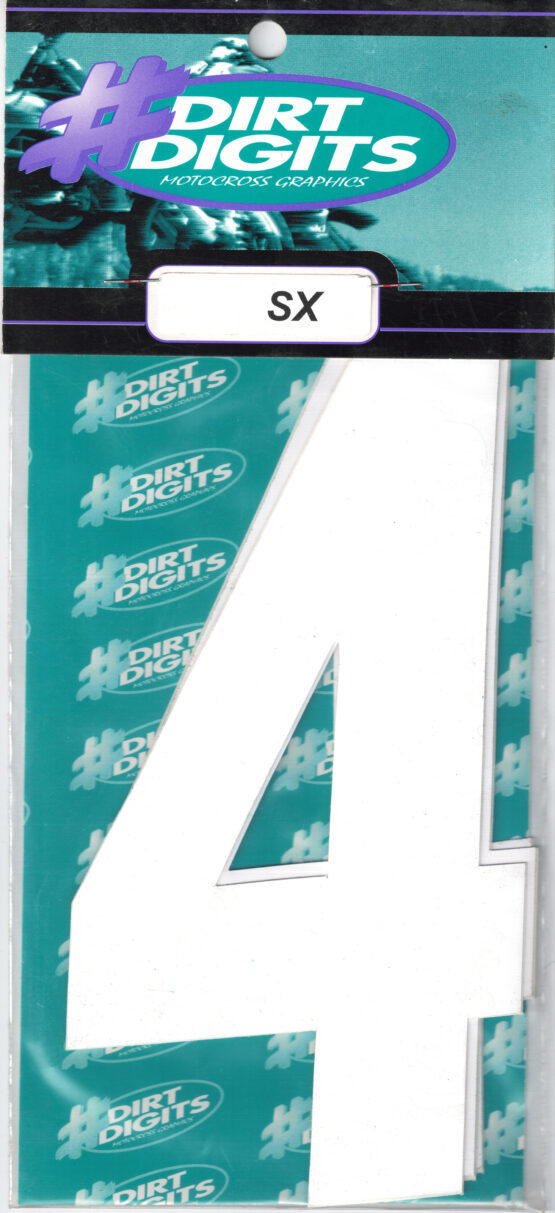 #4 6" Tall White "SX" Stick-On Race Numbers - 3 Pack - Image 2