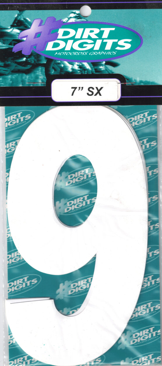 #9 7" Tall White "SX" Stick-On Race Numbers - 3 Pack - Image 2