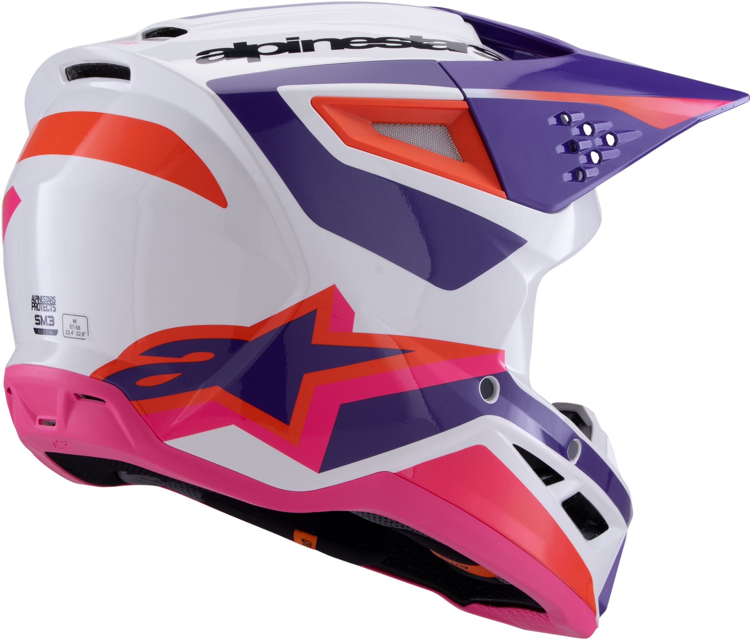 Alpinestars SM3 Heat Helmet Gloss White/Purple/Pink LG - Image 7