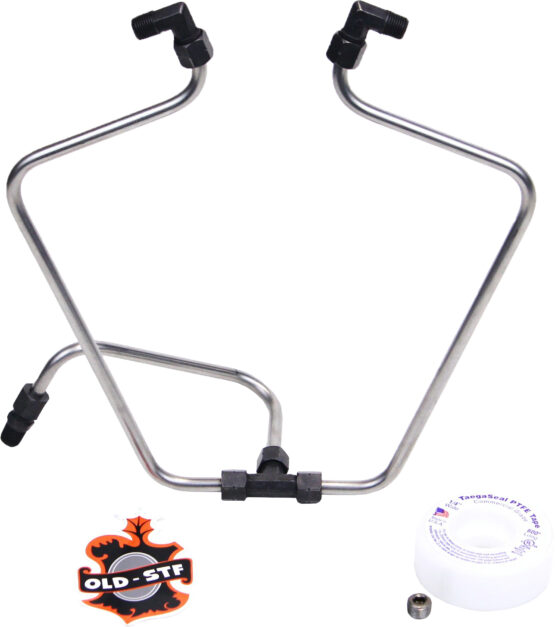 Old STF Stainless/Black Rocker Box Split Oil Line for Harley - Image 2