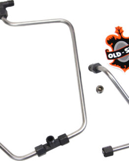 Old STF Stainless/Black Rocker Box Split Oil Line for Harley