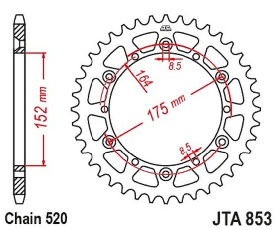 Black Aluminum Rear Sprocket - 46 Teeth 520 Pitch - Image 2