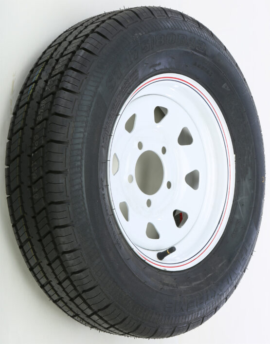AWC Trailer Tire and 8 Spoke Steel Wheel Assembly White 175/80-13