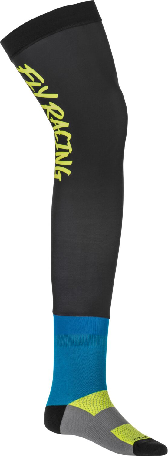 Fly Racing Knee Brace Socks Hi-Vis Black Blue SM/MD