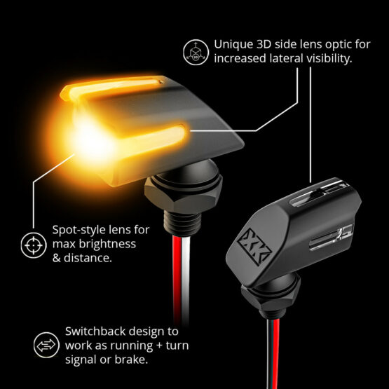 XK GLOW Mini LED Amber Turn Signal Pair Black Universal - Image 3