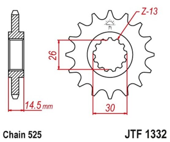 Front Steel Countershaft Sprocket - 16 Tooth 525 - Image 2
