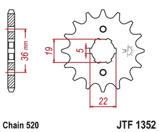 Front Steel Countershaft Sprocket - 14 Tooth 520 - Image 3