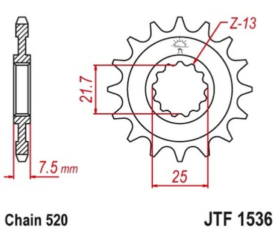 Front Steel Countershaft Sprocket - 15 Tooth 520 - Image 3