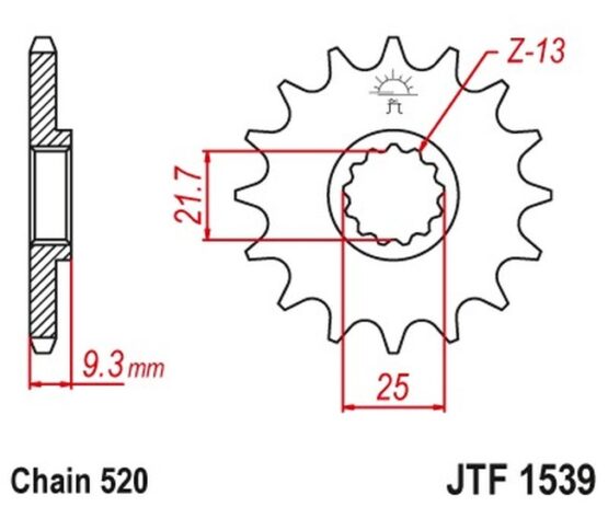 Front Steel Countershaft Sprocket - 14 Tooth 520 - Image 3