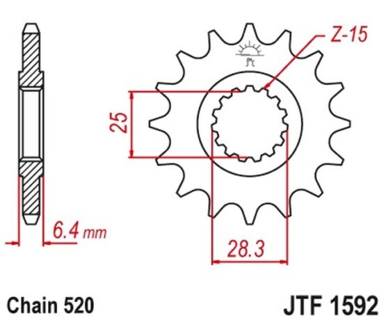 Front Steel Countershaft Sprocket - 15 Tooth 520 - Image 3