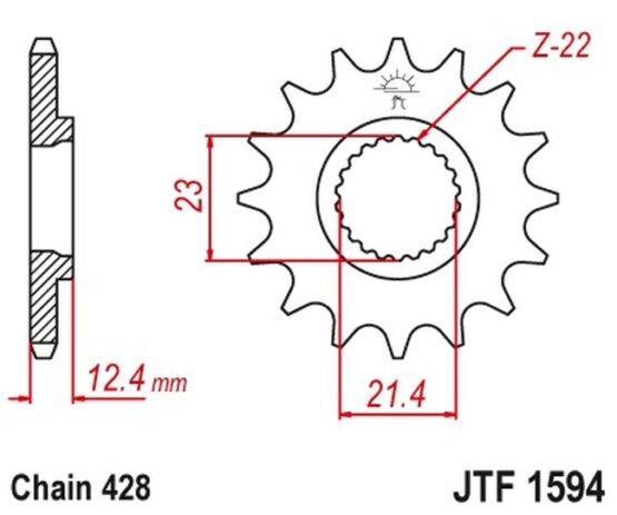 Front Steel Countershaft Sprocket - 15 Tooth 428 - Image 2