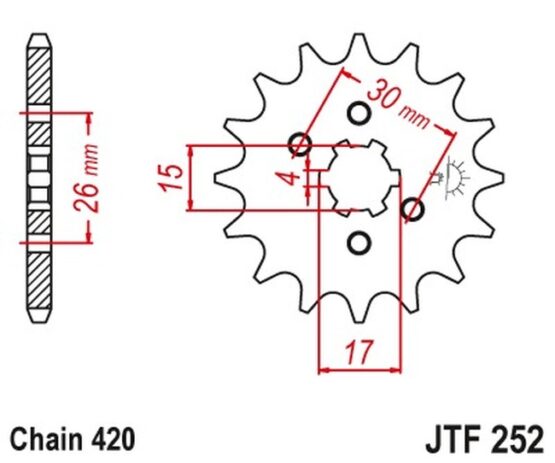 Front Steel Countershaft Sprocket - 16 Tooth 420 - Image 3