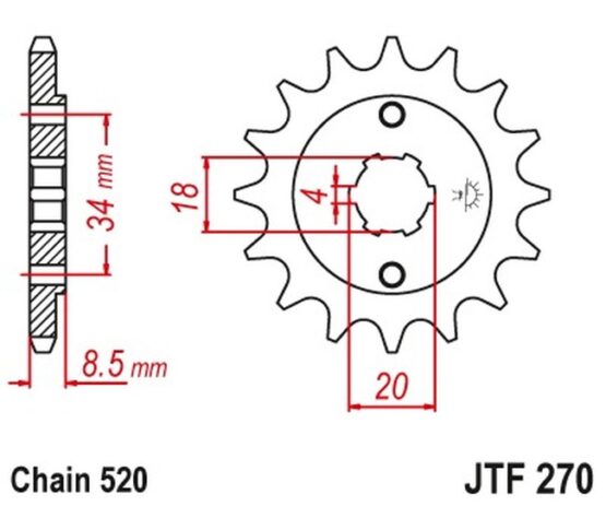 Front Steel Countershaft Sprocket - 14 Tooth 520 - Image 3