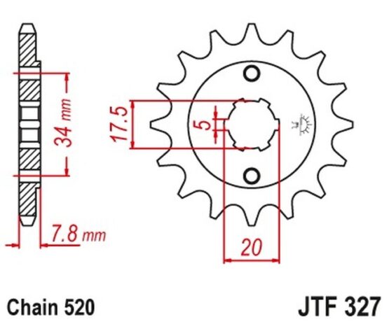 Front Steel Countershaft Sprocket - 14 Tooth 520 - Image 3