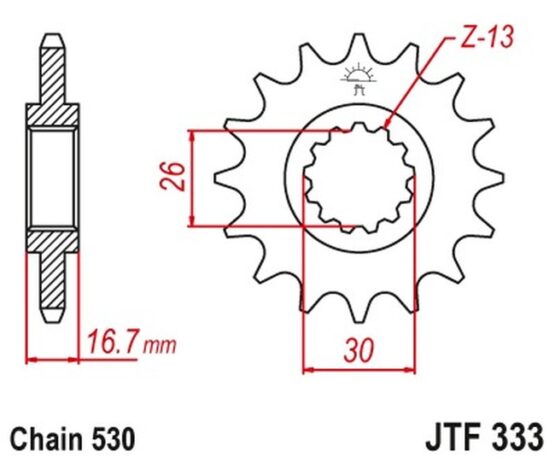 Front Steel Countershaft Sprocket - 14 Tooth 530 - Image 2