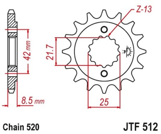 Front Steel Countershaft Sprocket - 15 Tooth 520 - Image 3