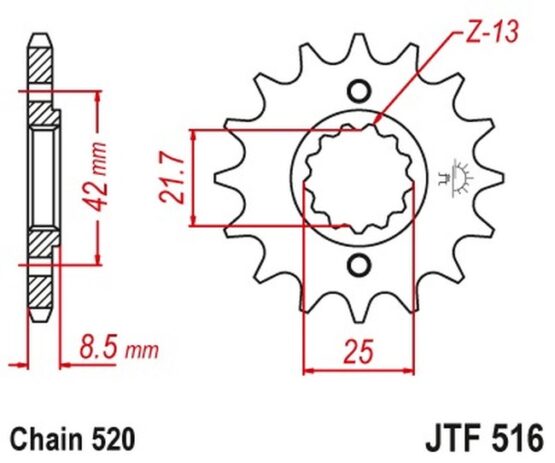 Front Steel Countershaft Sprocket - 14 Tooth 520 - Image 3