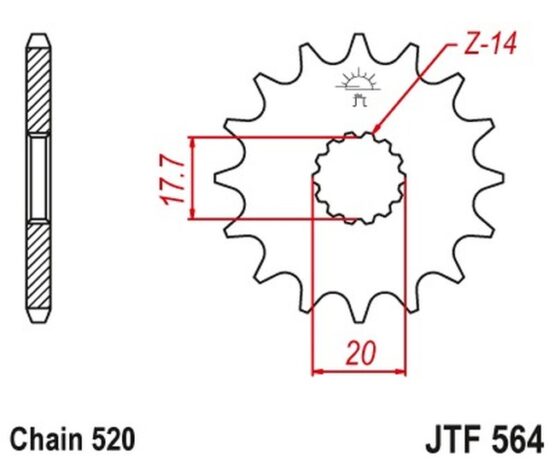 Front Steel Countershaft Sprocket - 13 Tooth 520 - Image 2