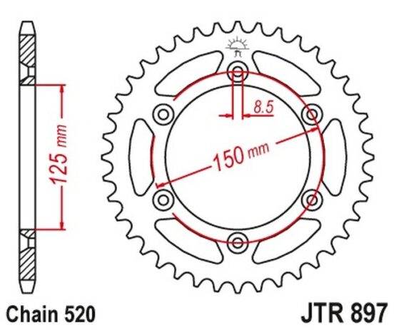 Steel Rear Sprocket Self Cleaning - 51 Tooth 520 - Image 4