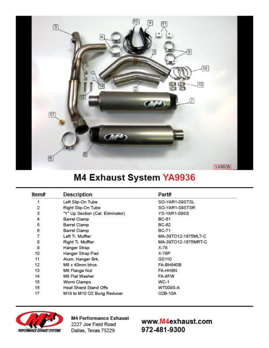 M4 Titanium Dual Slip-On Exhaust w/ Link Pipe Fits 09-14 Yamaha R1 - Image 2