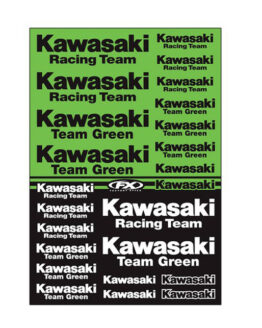 Factory Effex Kaw Racing Sticker Sheet Green 1-1-1/4" Universal Kit