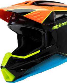 Alpinestars SM3 Youth Fray Helmet Black/Orange/Yellow Fluo L