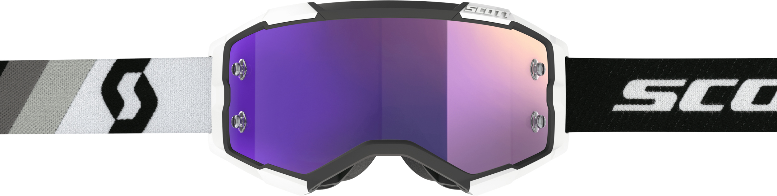 Scott Fury Premium Goggles Black/White Purple Chrome Lens - Image 3