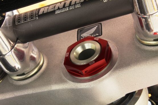 Works Connection Red Steering Stem Nut Anodized Fits Honda CR/CRF - Image 2